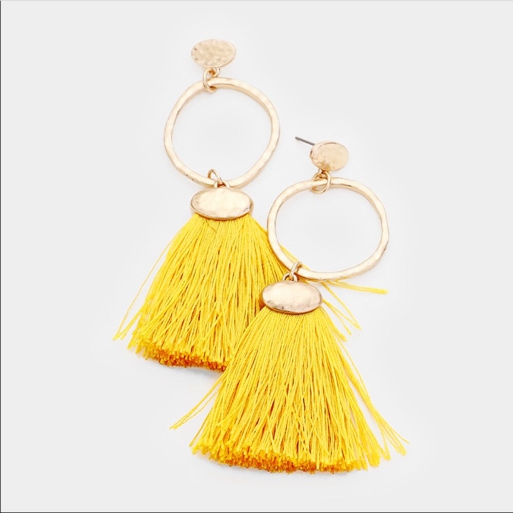 Hoop Tassel Fringe Drop Earrings